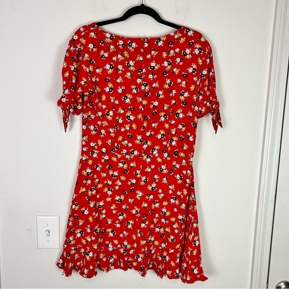 Faithfull the Brand Coreopsis Mini Dress womens 8 Orange Floral - Picture 7 of 8